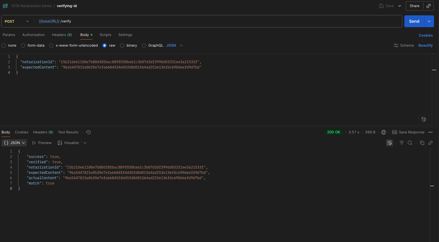 Notarization Verification Success